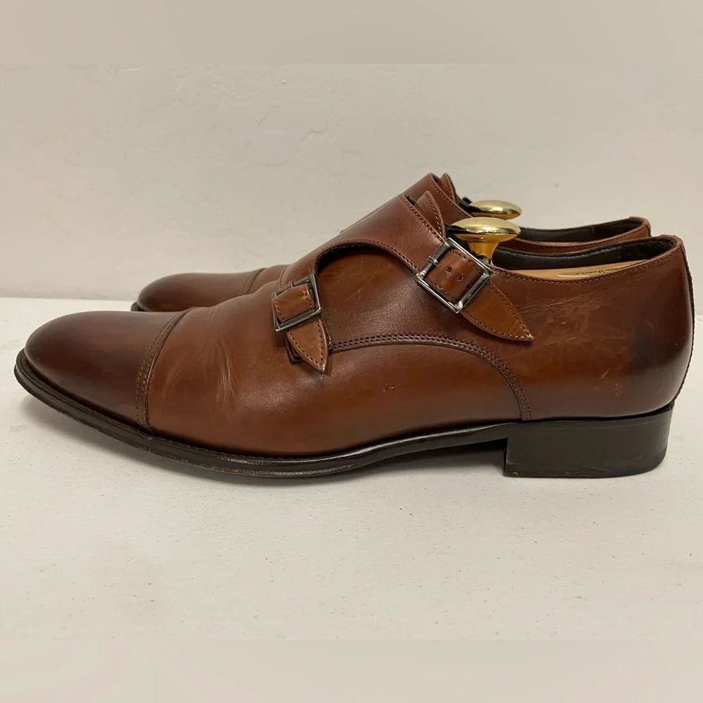 To‎ Boot New York Made in Italy Grant Double Monkstrap in Brown Size 9 D $399
